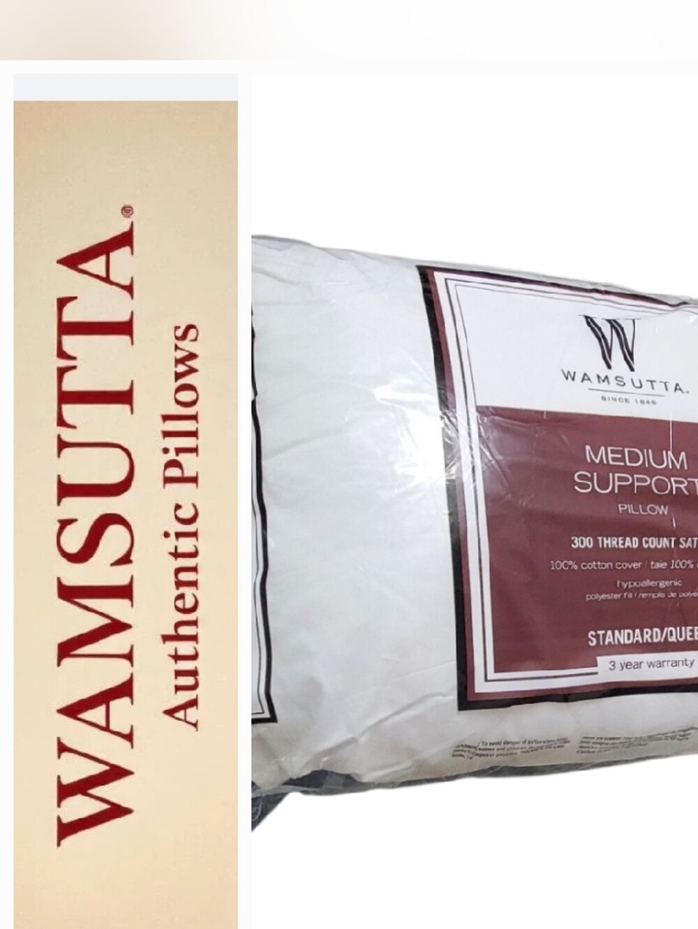 New Wamsutta Medium Support Pillow - Classic White. Standard/Queen